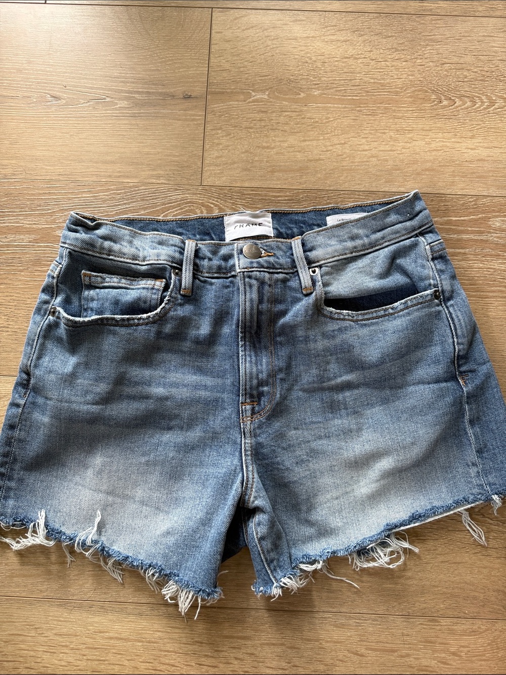 FRAME Light Blue Le Bridgette Denim Shorts